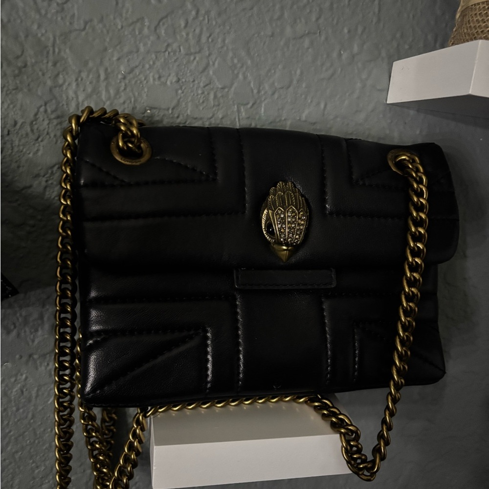 Kurt Geiger Black Quilted Bag with Gold Chain